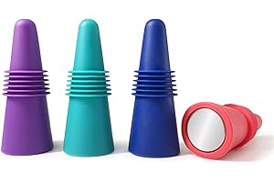 AIPKER Wine Stoppers,Wine Bottle Stopper,Reusable Wine Bottle Stoppers,4 Pack Multicolor Silicone Wine Stopper for Glass Bottles