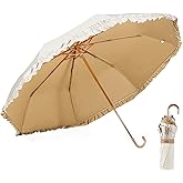 LCY Floral Edge Compact Umbrella Folding Anti-UV Parasol with Hook Handle Sunproof Rainproof & Windproof Umbrella