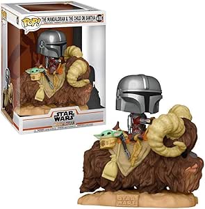 Funko- Pop The Mandalorian-Deluxe 2 Mando on Bantha w/Child ...