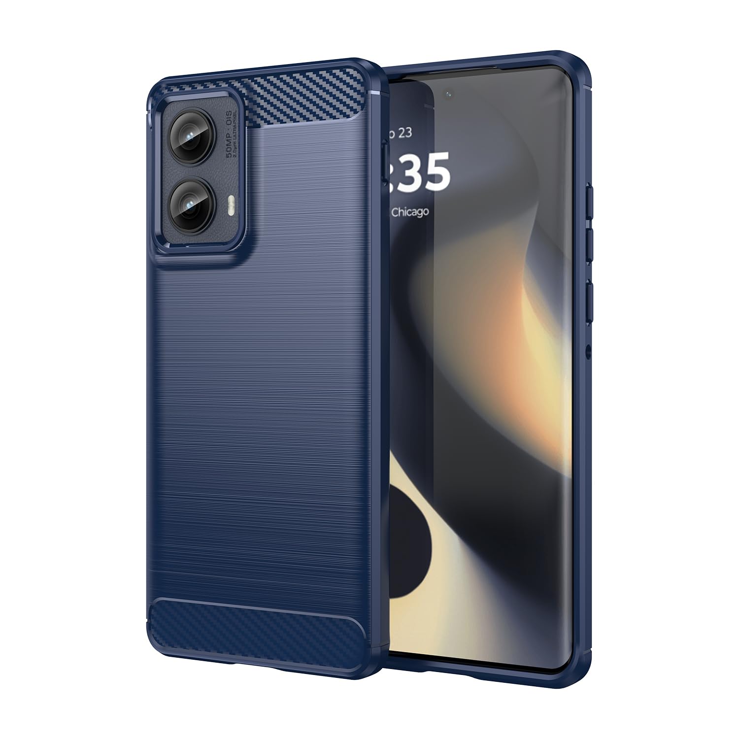 EasyShow Compatible with Motorola Edge (2024) Cover, Motorola Edge (2024) Case Premium Soft Rubber Cover Shock Proof with Anti-Slip Case for Motorola Edge (2024)-Blue