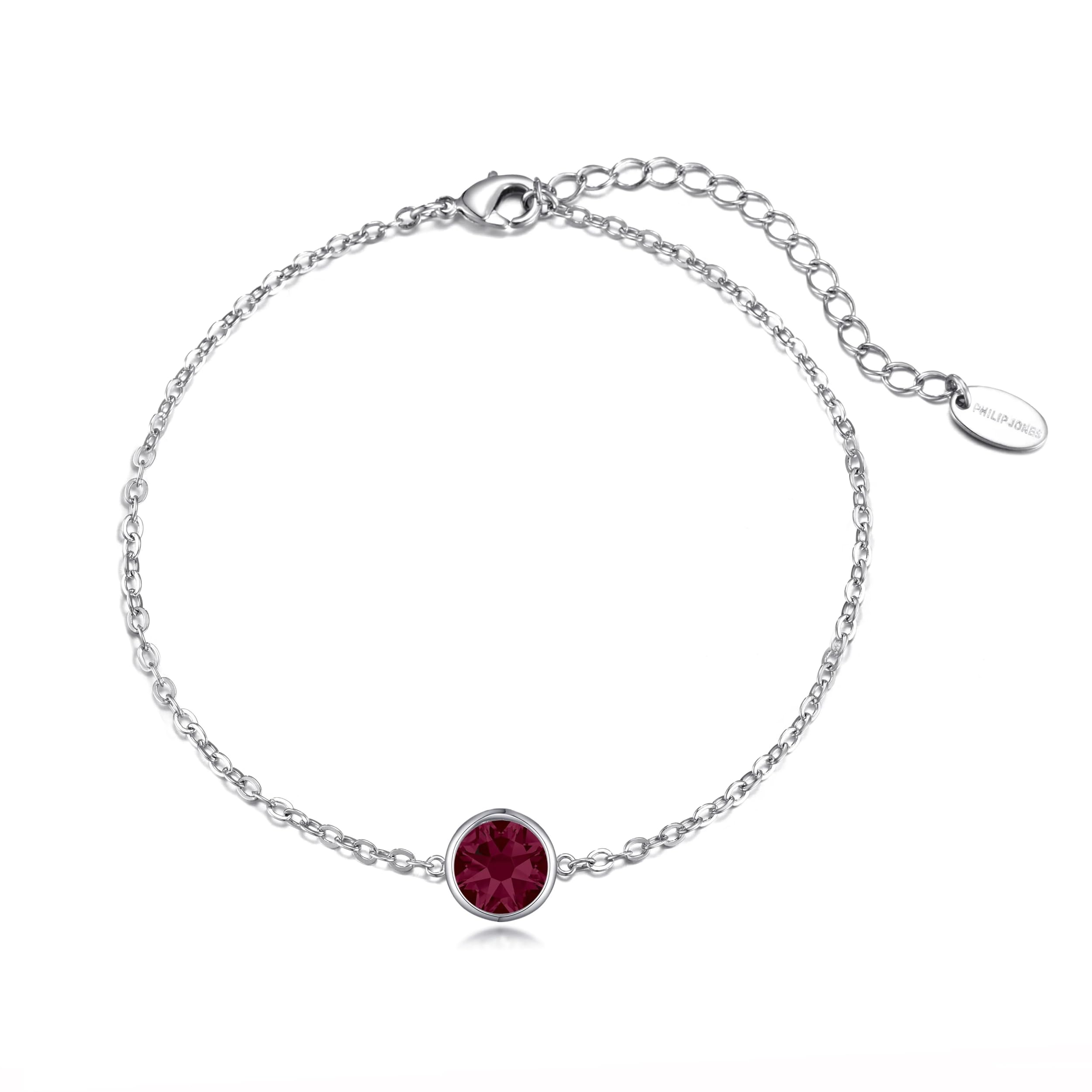Philip Jones Red Crystal Anklet Created with Zircondia® Crystals