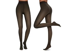 NexiEpoch 2 Pairs Fleece Lined Tights Women - Pantyhose Sheer Black Thick Dress Thermal Warm Fake Leggings for Winter
