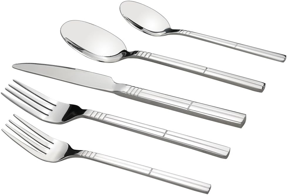 Saedy 80 Piece Stainless Steel Silverware Set, Dinner Table Cutlery Service for 16
