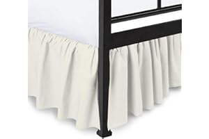 Peace Sleep Bedding - Ruffled Bed Skirt with Split Corners, Ivory, Queen 16 Inch Drop Bedskirt, Hotel Quality Brushed Microfiber Wrinkle Free Dust Ruffle Bed Skirt Queen Size
