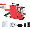 HopingMore 2-Line 20 Digits MX6600 Price Label Gun w/ 3 Inkers 3800 Multicolored Stickers, Pricing Labeler Tag Maker Machine with String for Office Retail Shop Grocery Store Yard Sale(MX6600 red)
