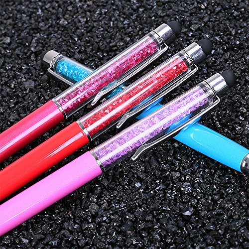 REFURBISHHOUSE 8PCS Random Colorful Crystal Pen Diamond Ballpoint Pens Fashion Creative Stylus Touch Pen Novelty Gift Office Material School Supplies