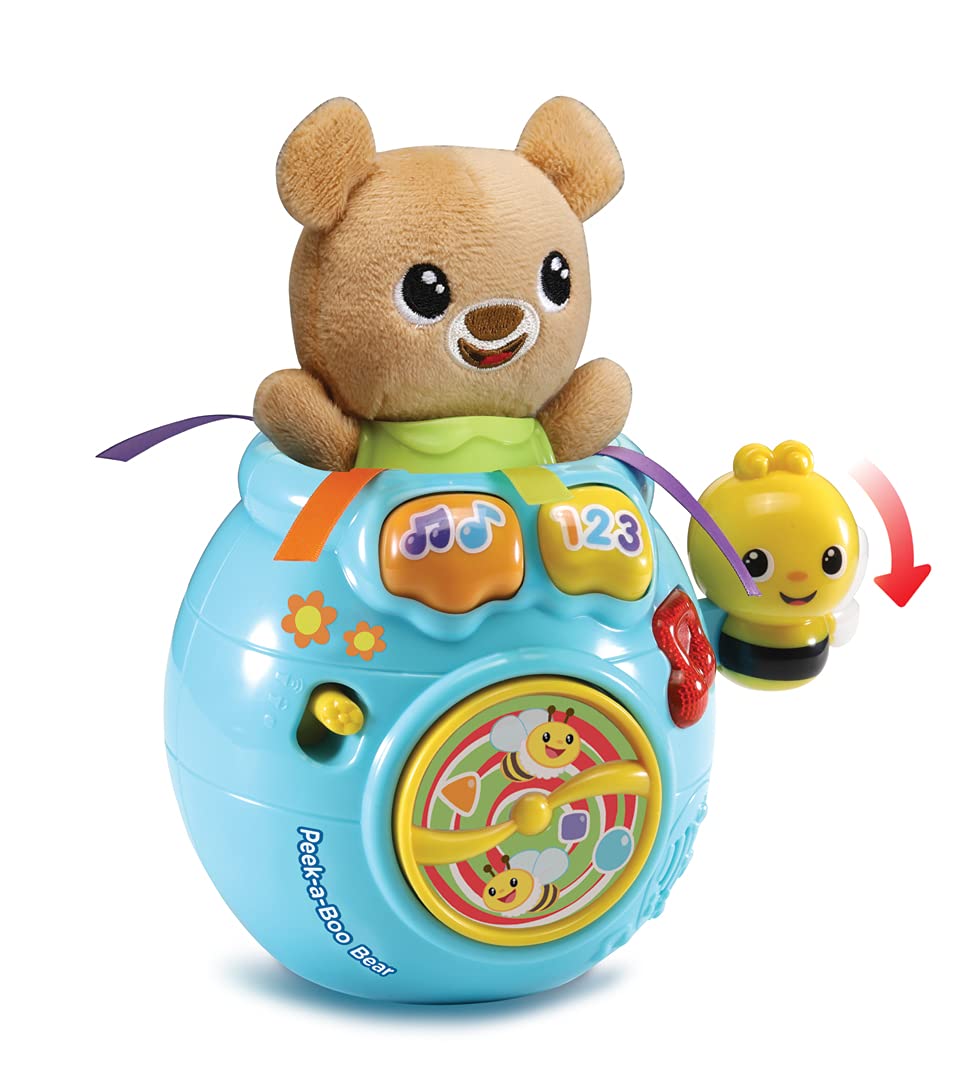 VTech Baby Peek-a-Boo Bear, Baby Interactive Cuddly Toy for Sensory Play, Baby Musical Toy with Sounds, Songs and Phrases, for Toddlers Aged 6 Months, 1, 2 and 3 Years, English Version