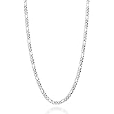 Miabella Italian 925 Sterling Silver, 18K Gold Plated 3mm Diamond-Cut Figaro Link Chain Necklace for Women Men, Made in Italy