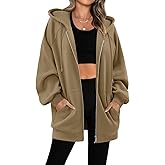 StunShow Women's Zip Up Hoodies Oversized Fleece Long Sleeve Sweatshirts Casual Fall Jacket Coat with Pocket(S-3XL)