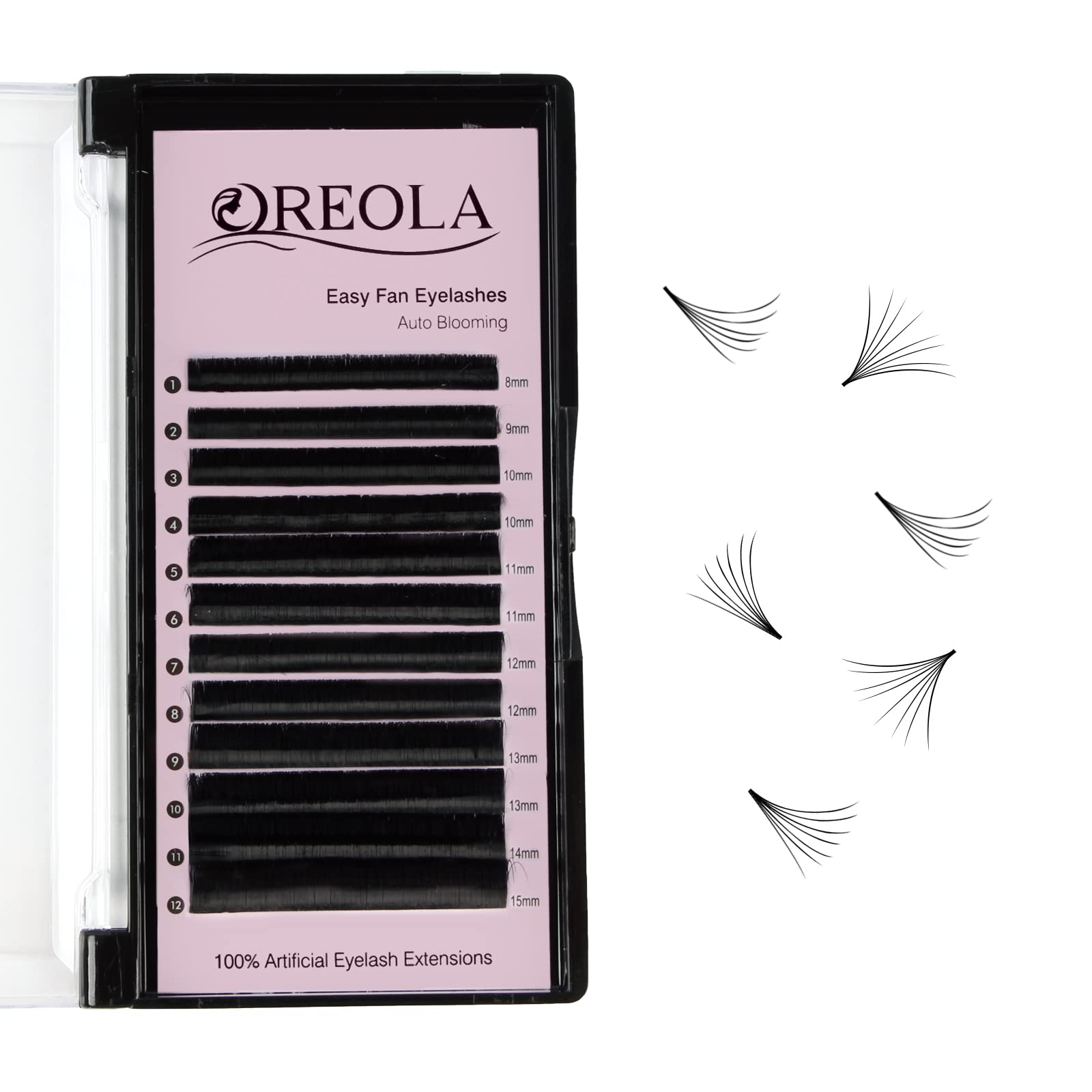 Oreola Auto Fan Lashes Volume Eyelash Extensions Simple Fan Lashes Mixed Volume Russian Eyelashes D Curl Fast Self-Fanning Lashes Flower 8-15mm