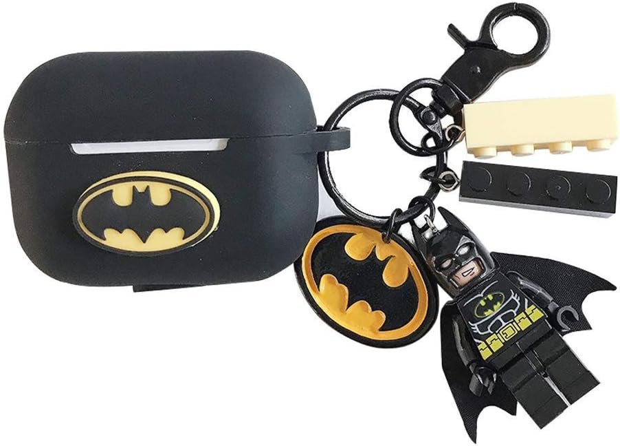 restmidable55 Case for Airpods Pro/Airpods 3 Cute, 3D Hero Fashion Character Silicone Cartoon Airpod Skin Funny Fun Cool Keychain Design Cover Cases for 2019 Airpods(Batman 1)