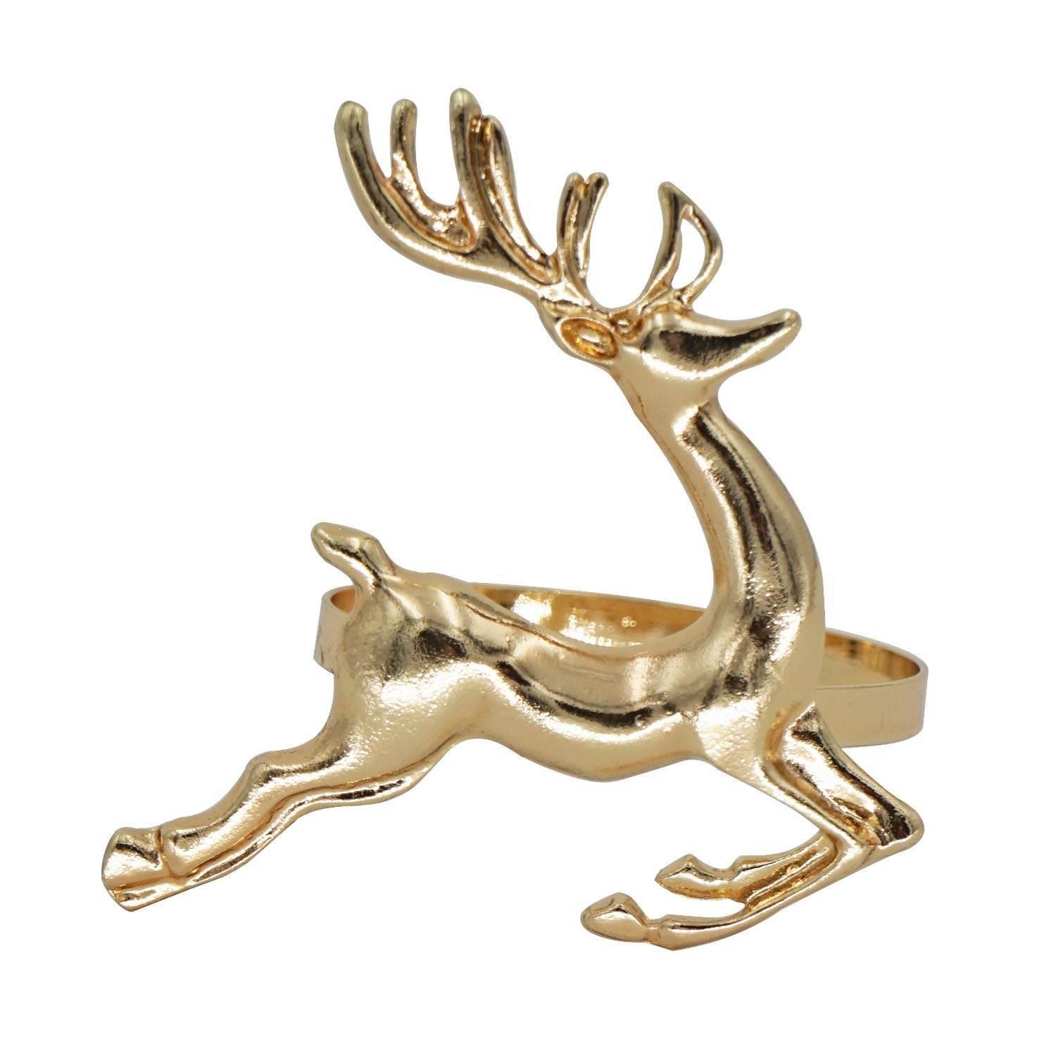 Rittiwood Reindeer Napkin Rings Set of 6 Pcs Silver Golden Finish Alloy