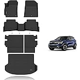 KELCSEECS® Floor Mats & Cargo Liner with Seatback Mats Custom for 2024 2025 2026 Kia Seltos(Cargo Mat Only Fit The Upper Layer)All Weather Protection TPE Floor Liners Full Set Seltos Accessories Black