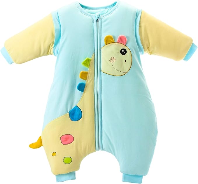 Baby Sleeping Bag with Legs Warm Lined Winter Cotton Detachable Sleeve