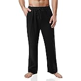 Ohoo Mens Sweatpants Casual Lounge Cotton Pajama Yoga Pants Open Bottom Straight Leg Male Sweat Pants with Pockets