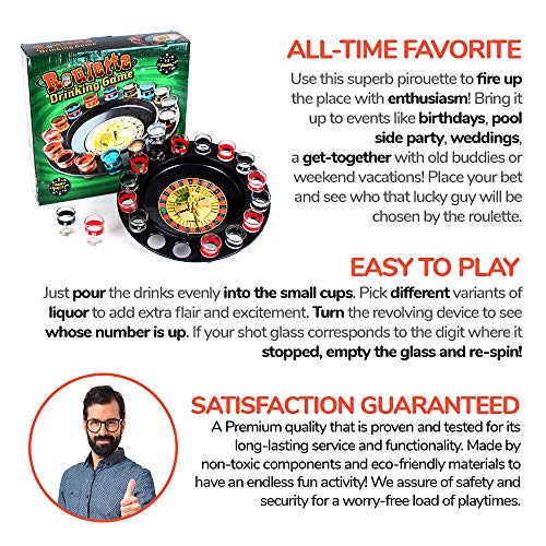 13” Spin and Shot Roulette - Casino-Style Drinking Game Set - Great Party Amusement, Night Entertainment, Reunions, Birthday Bashes, Holidays, Novelty Toy, Party Favor by Kicko - Thumbnail 7