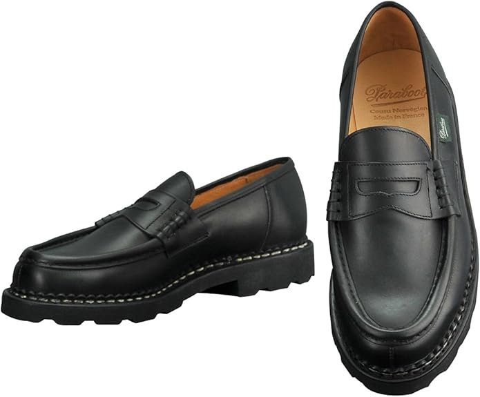 Amazon パラブーツ ローファー ランス Reims メンズ靴 ブラック Lisオイルドレザー ラバーソール Reims 国内正規取扱店 Paraboot パラブーツ ファッションサンダル