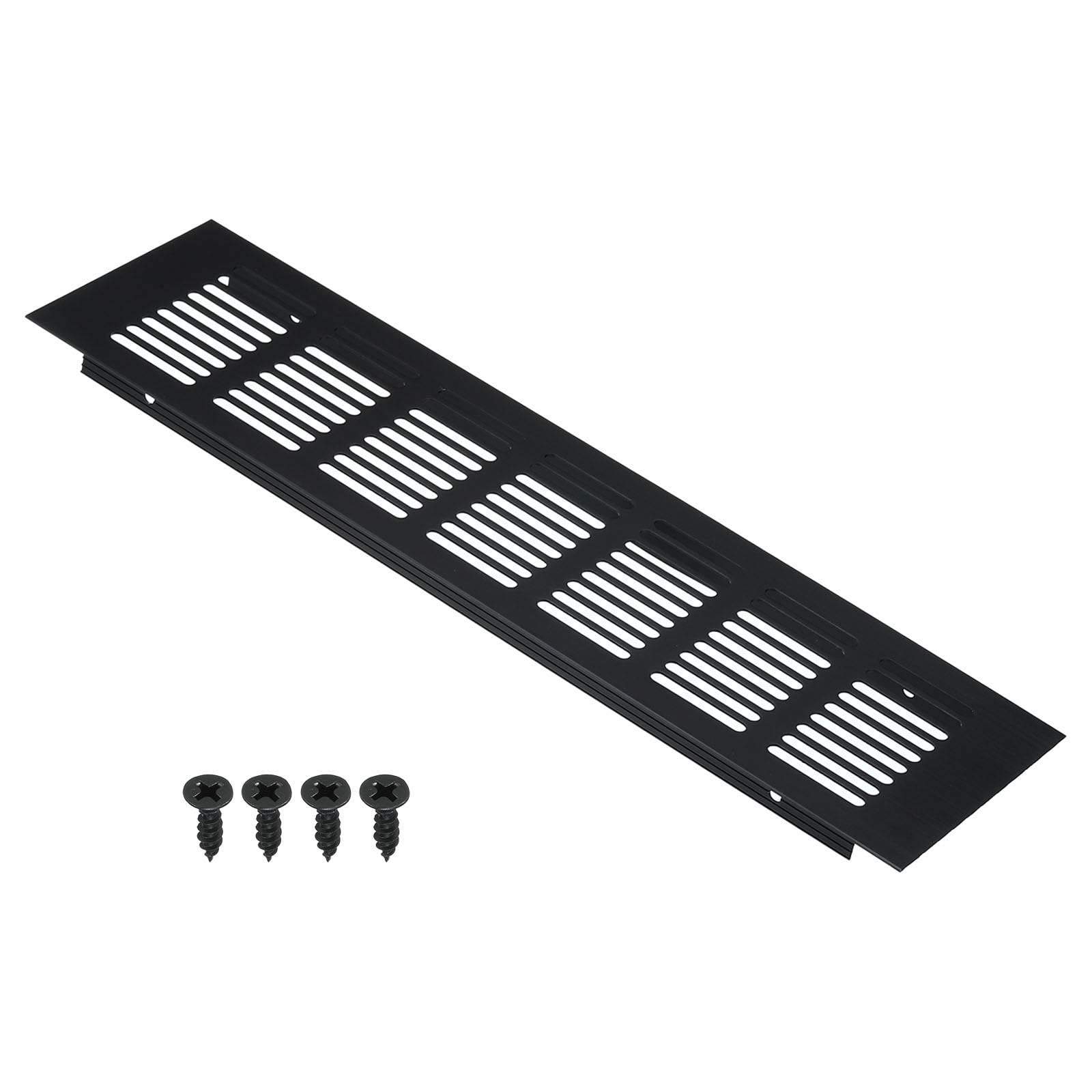 Photo 1 of PATIKIL 12 x 3 Inch Door Air Vent Cover, Aluminum Grille Ventilation Cover Louvered with Mounting Screws for Cabinet Wardrobe Door, Black