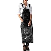chouyatou Women's Adjustable Strap Distressed Denim Overall Dress A-Line Pinafore Jean Dress with Split