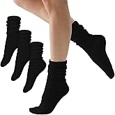 3-Pair Cotton Crew Slouch Socks Womens Scrunch Ribbed Soft Retro Boot Calf Sock
