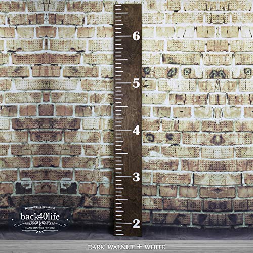 Back40Life | 60" Premium Engraved Wooden Growth Height Chart Ruler - The Establishment (Dark Walnut + Antique White)