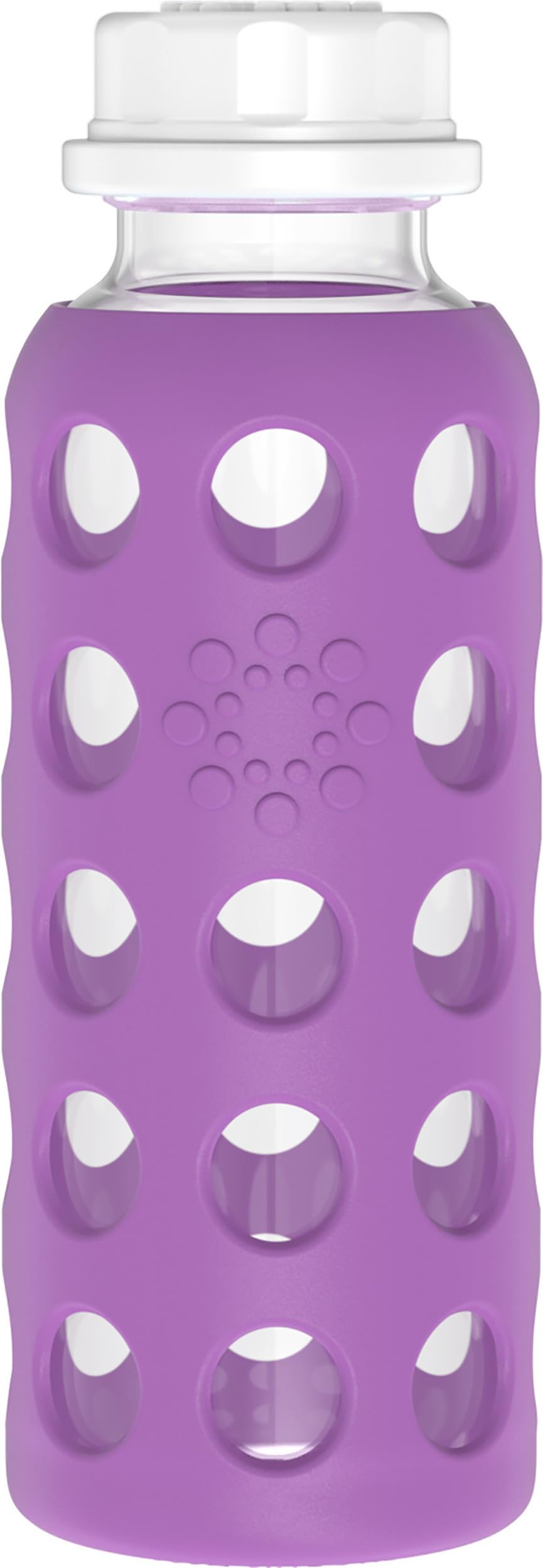 Photo 1 of Lifefactory 9-Ounce BPA-Free Glass Water Bottle with Flat Cap and Silicone Sleeve, Grape