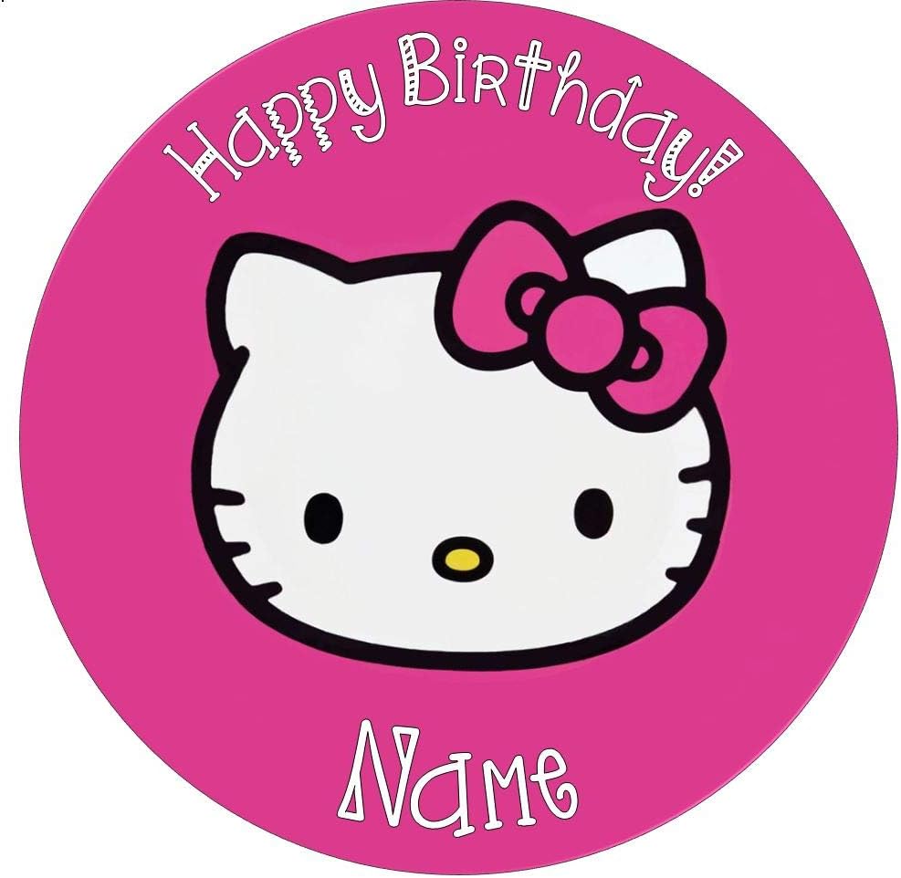 Personalised Hello Kitty Light Pink Edible Icing Cake Topper 7.5 Pre