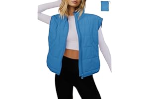 LAMISSCHE Womens Cropped Puffer Vest Oversized Zip Up Quilted Jackets Packable Padded Gilet Puffy Down Coat With Pockets