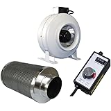 SPL 1000 STIC 6-Inch Premium Carbon Charcoal Air Filter Scrubber with Air Duct Inline Hydroponic Booster Fan and Variable Fan Speed Control Combo