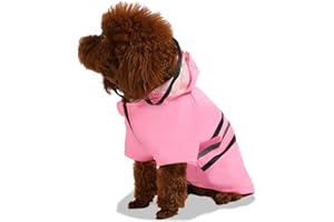 Wizland Reflective Dog Raincoat Dog Rain Jacket with Hood Lightweight Waterproof Rain Coat for Puppies (Pink S)