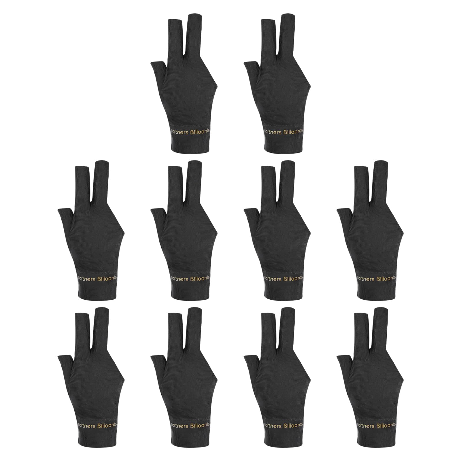 PATIKIL 10pcs 3 Finger Pool Glove Right Hand Billiard Gloves Pool Cue Accessories Black
