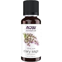 NOW Essential Oils, Clary Sage Oil, Focusing Aromatherapy Scent, Steam Distilled, 100% Pure, Vegan, Child Resistant Cap, 1-Ou