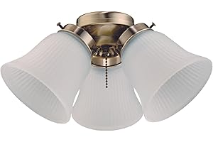 Westinghouse 7784800 Three LED Cluster Ceiling Fan Light Kit, Antique Brass Finish with Frosted Ribbed Glass, 1 Pack, White