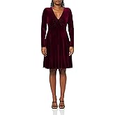Tommy Hilfiger Womens 3/4 Sleeve V-Neck Stretch Velvet Dress