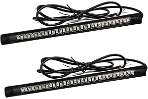 KVAEY 2PCS Universal LED Strip Tail Brake Stop Light, 8" Flexible LED Light Strip Turn Signal License Plate Lights, 12V Waterproof 33LED Light Strip for Motorcycle Golf Cart Scooter