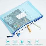 Vicloon 10Pcs A4 File Wallets Mesh Zip Lock Bags with Label Pocket Multi Color view 3