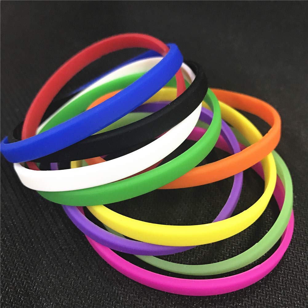 GOGO 100 Pcs Thin Silicone Wristbands, Rubber Bracelets, Party Favors