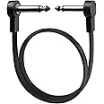 GOGHOST 18 Inch Guitar Patch Cables, 1/4" TS Right Angle Effect Pedal Flat Cables, Pedal Board Patch Cables, Black