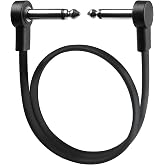 GOGHOST 18 Inch Flat Guitar Patch Cables Long Pedal Cable | Low Profile 1/4" TS Right Angle Ribbon Pedalboard Patch Cords for Guitar Effect Pedals, Black
