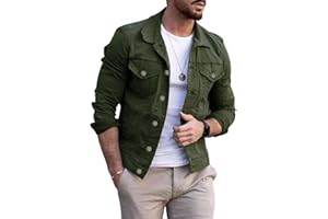 CHARTOU Men's Denim Jacket Casual Regular Fit Button Down Long Sleeve Jean Trucker Jacket