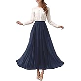 Afibi Womens Chiffon Retro Long Maxi Skirt Beach Ankle Length Skirt