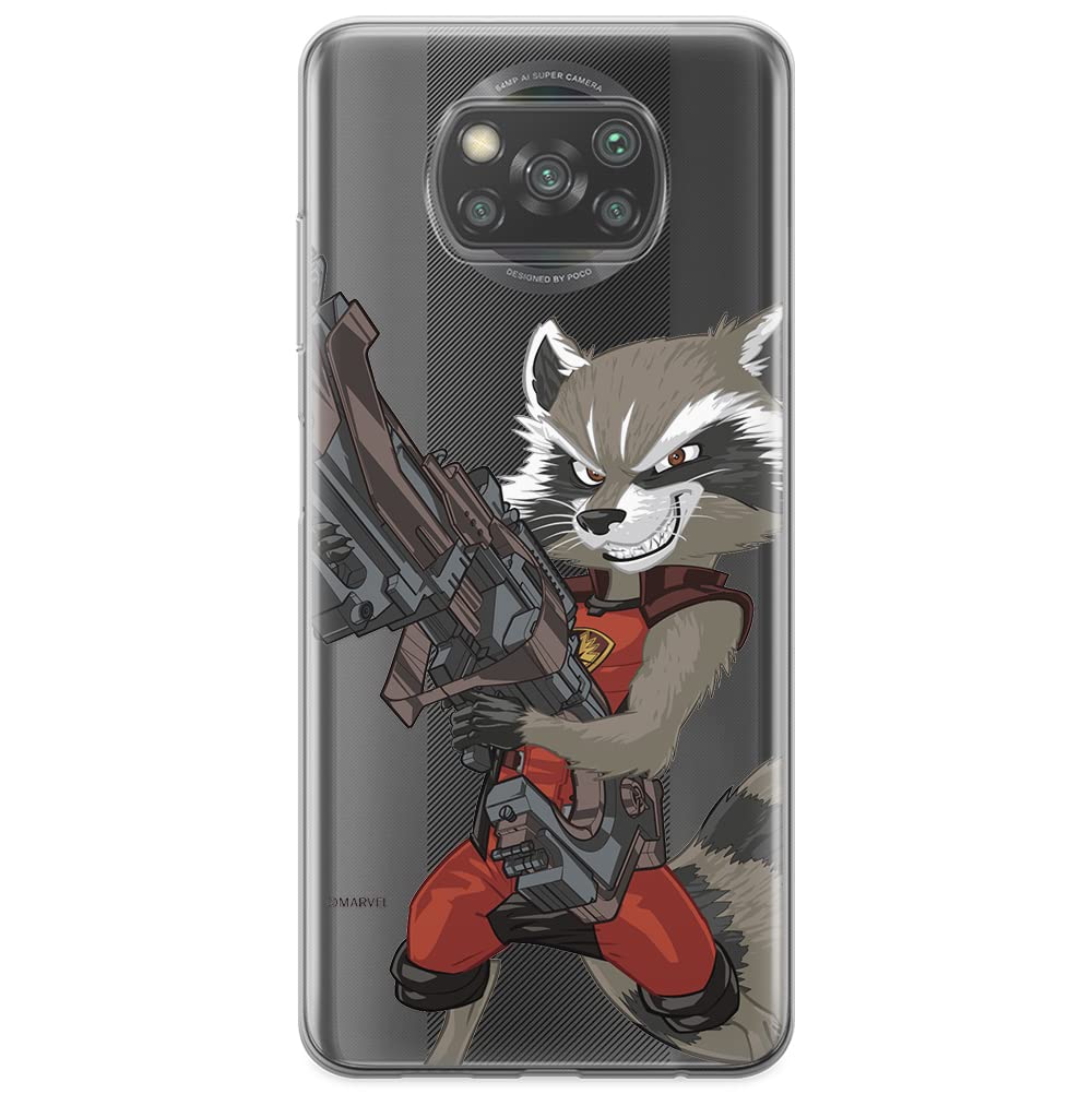 ERT GROUP mobile phone case for Xiaomi POCOPHONE X3 original and officially Licensed Marvel pattern Rocket 008 optimally adapted to the shape of the mobile phone, partially transparent