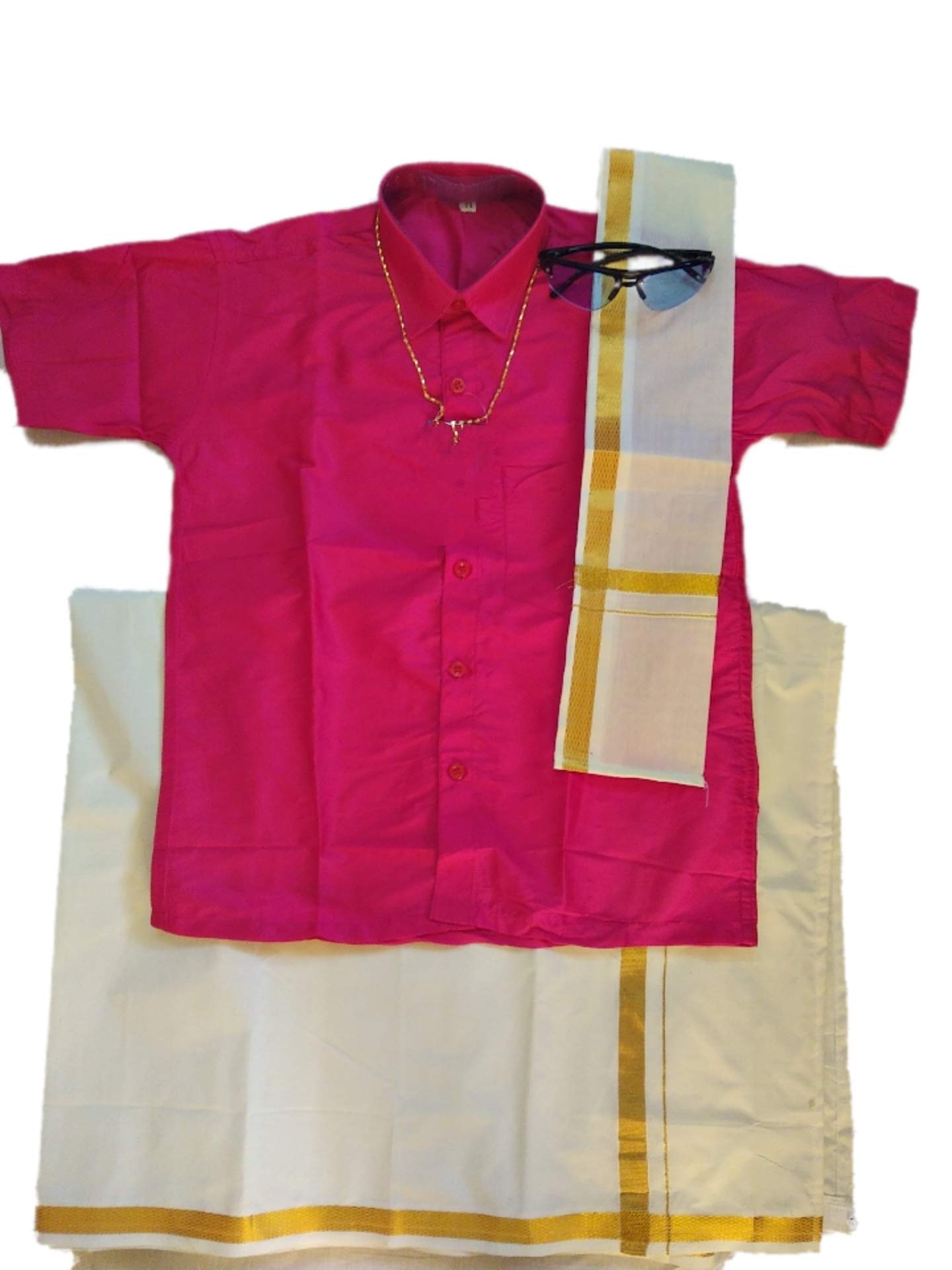 Poly Cotton Dhoti And Shirt Set Mundu For Boys (MT_001)
