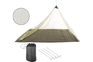 Single Mosquito Net for Camping & Travel Tent Pegs Included Compact and Lightweight Pyramid Net (Green)