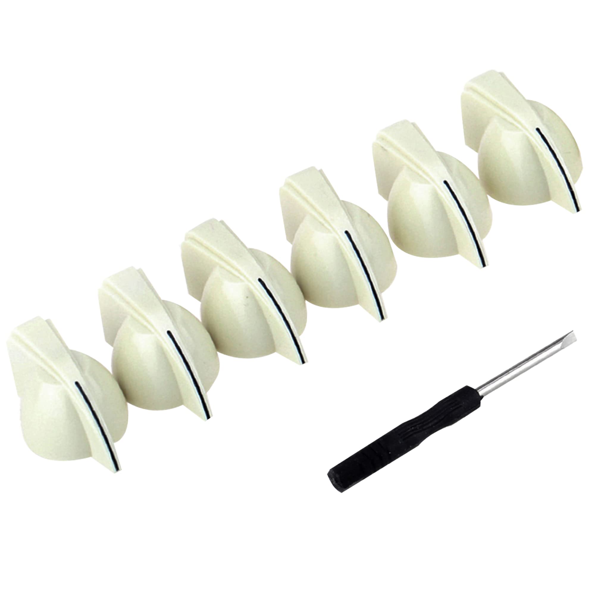 Musiclily Pro Imperial Inch Size Guitar Amplifier Effect Pedal Chicken Head Pointer Knobs with Set Screw,Cream (Set of 6)