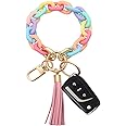 MythDone Chunky Chain Link Wristlet Keychain Acrylic Bangle Key Ring Bracelet Key Chain Cute Boho Modern Car Keychain Holder