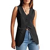 Cicy Bell Womens Button Down Suit Vests Casual Business V Neck Waistcoat Tops Summer Fitted Work Office Sleeveless Blazer