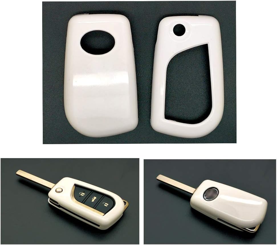 carmonmon Smart Keyless Entry Paint Color Shell Key Case Cover Fit for Toyota GT86 C-HR 4Runner iQ Highlander RAV4 Camry Corolla Prius Land Cruiser/Prado Yaris Avalon Auris Aygo(White)
