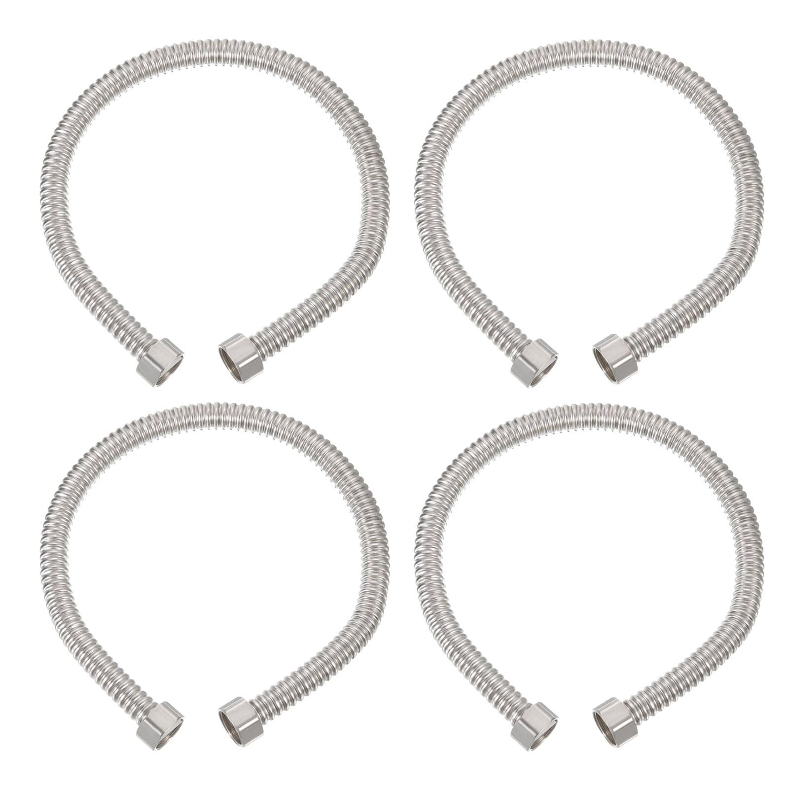 PATIKIL G1/2 x 19.68 Inch Flexible Stainless Steel Water Heater Hose, 4 Pack Durable Corrugated Water Heater Connector Hose for Water Pipes Fitting