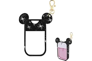 TERPINK Silicone Case Compatible with Touchland Hand Sanitizer Spray 1 fl oz, Mouse Design Protective Case with Keychain, Hand Sanitizer Spray Accessory 1 Pack (Glitter Sequin Black)
